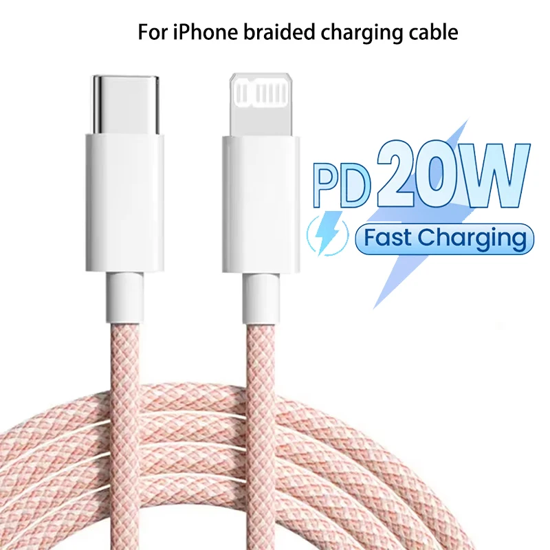 كابل USB C لهاتف IPhone 16 15 1411 pro Max 8 Plus PD 20 وات كابل شحن سريع من النوع C إلى سلك تاريخ الإضاءة لأجهزة iPad Macbook