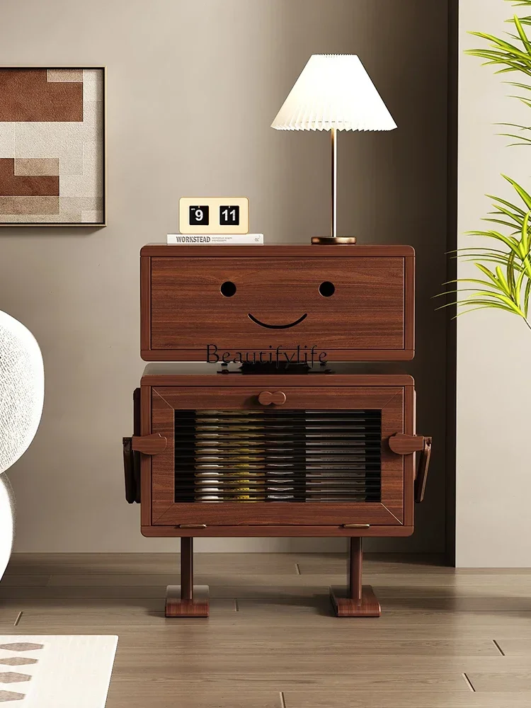 

LJY*Bedside High Cabinet Bedroom Storage Living Room Home Creative Robot Bedside Cabinet