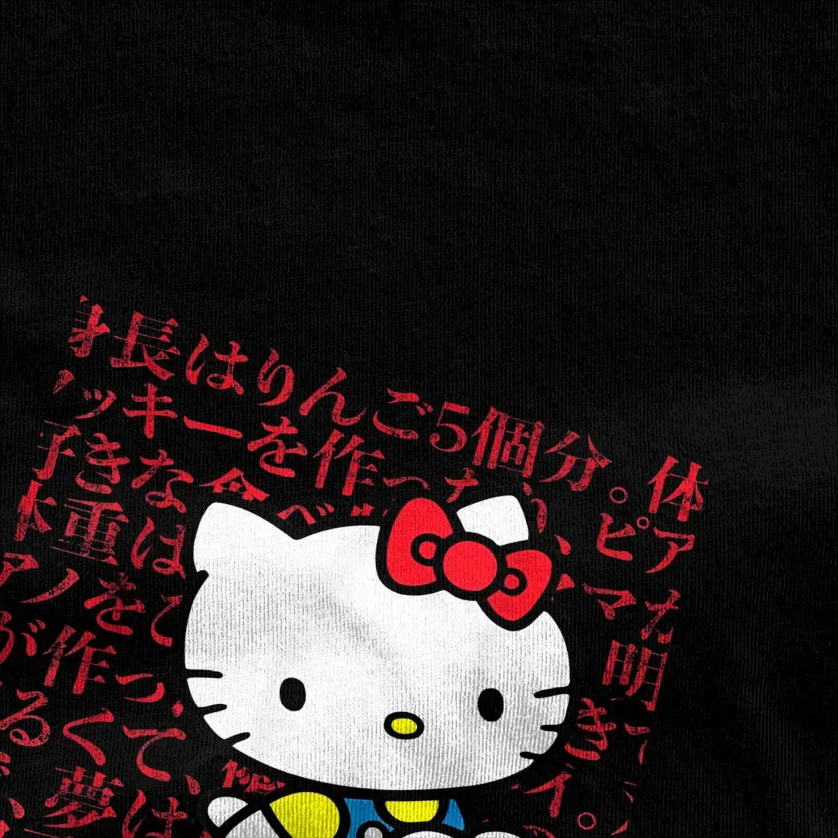 Vintage T Shirt Hello Kitty Kanji Japan Biography 100 Cotton T-Shirt Leisure Tee Shirt for Men's Summer Y2K Basic Casual Top Tee