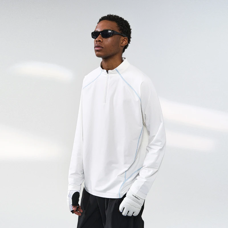 INFLATION Men's Windproof Long Sleeve T-Shirt 2025 Autumn High Neck Half-Zip Base Layer Outdoor Thermal Performance Top