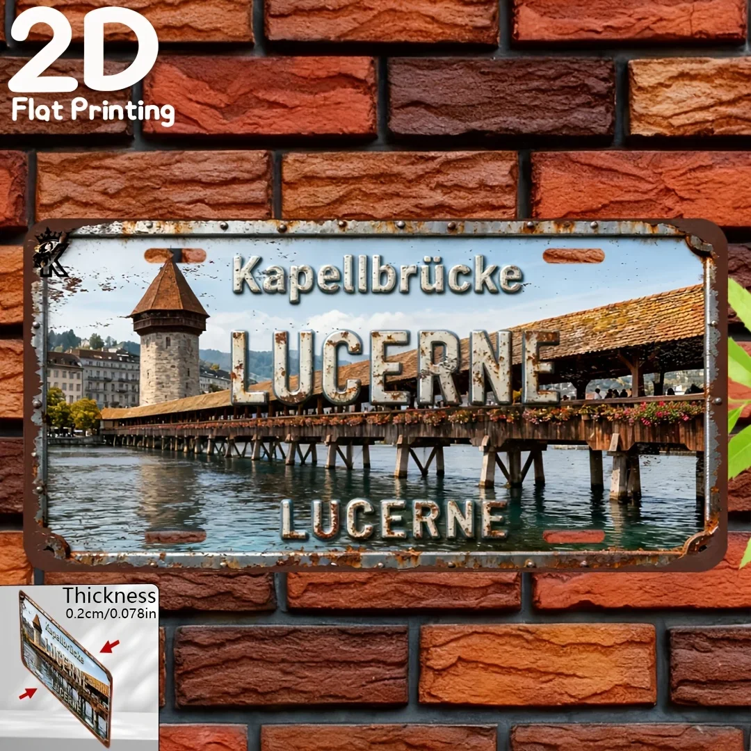 1pc 2D Flat Vintage  Metal Sign Switzerland Decorative Sig Vintage Wall Decor, Perfect for Home and Living Room Decoration