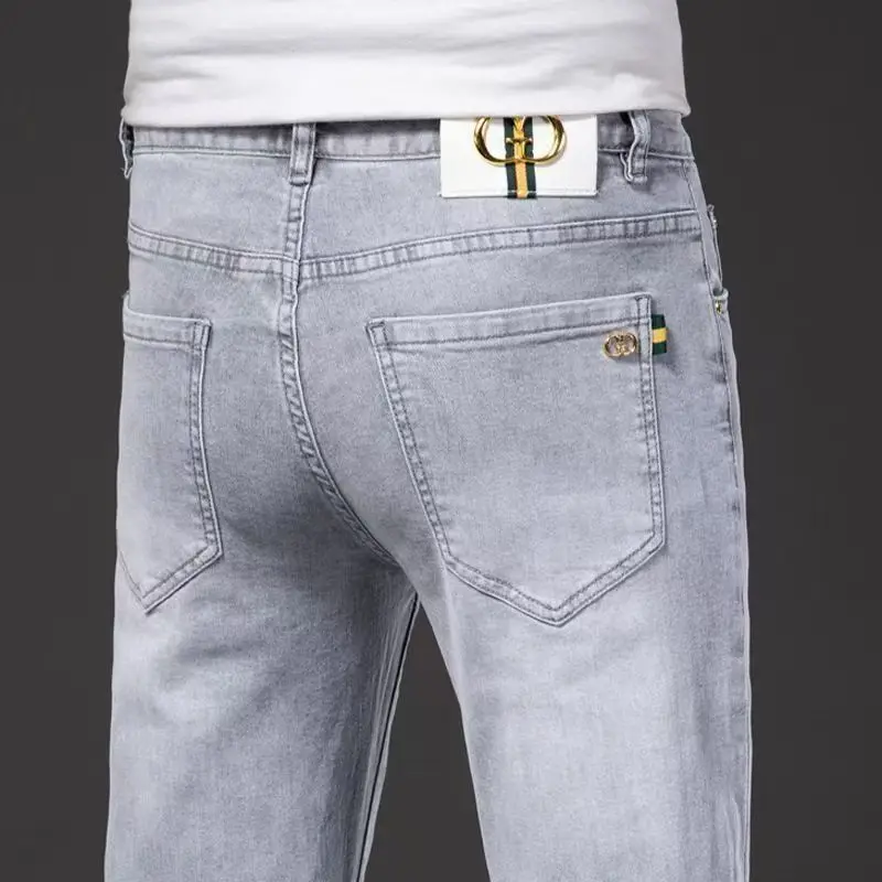 

Ele Light ey Men's Jeans Elastic Slim Fit Casual Cotton Stretch Denim mid Waist Zipper All Seasons Comfortable Breathable