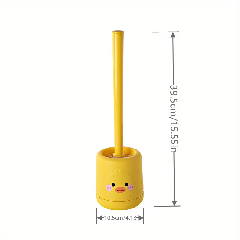 1set, Small Yellow Duck Toilet Brush Set, Cleaning Toilet Brush, Silicone Creative Wall-Mounted Style ,Cleaning Tools,