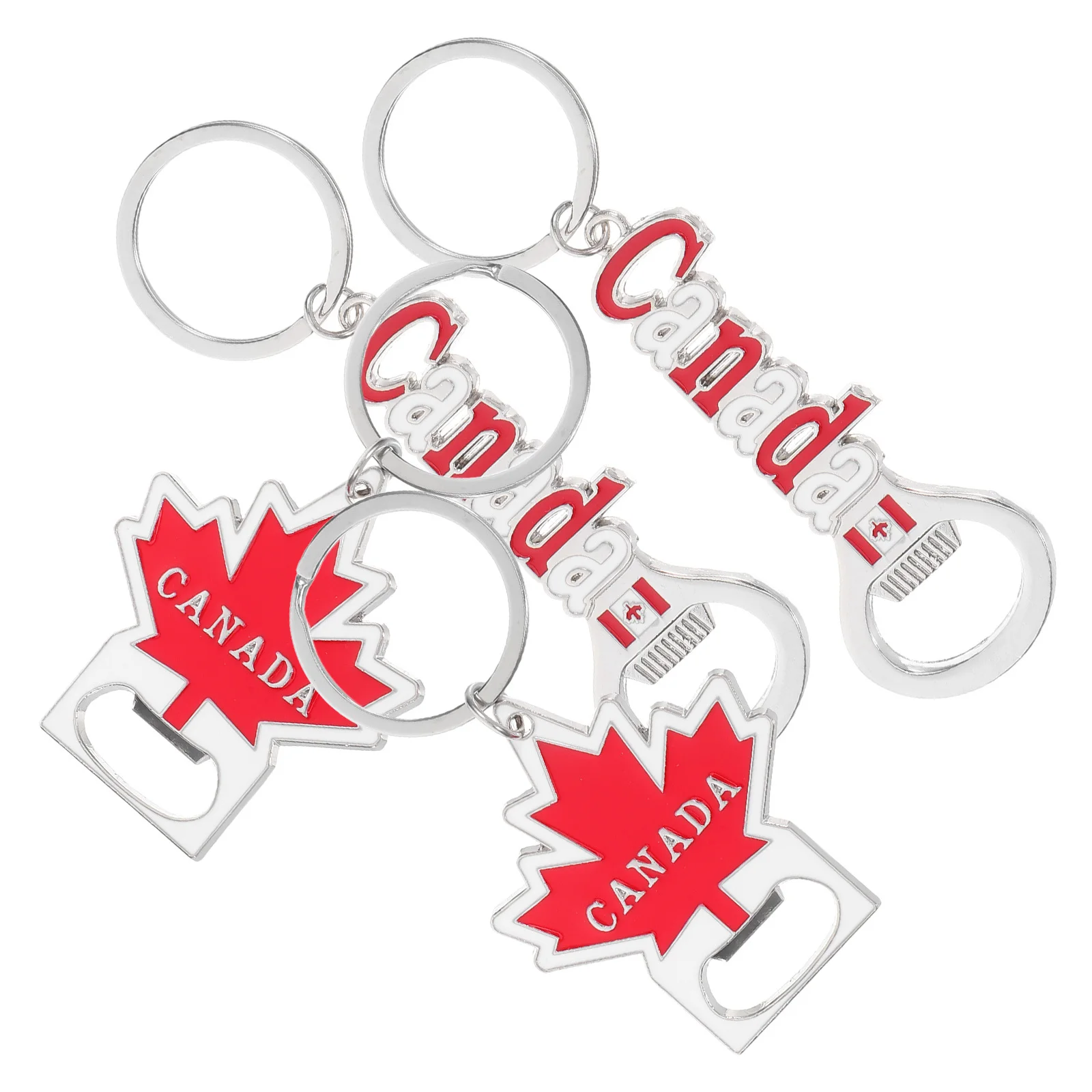 LLavero de bandera canadiense, abridor de botellas de Metal, llaveros de hoja de arce, recuerdo de viaje, regalo de aniversario de cumpleaños, llaveros de Canadá, 4 Uds.