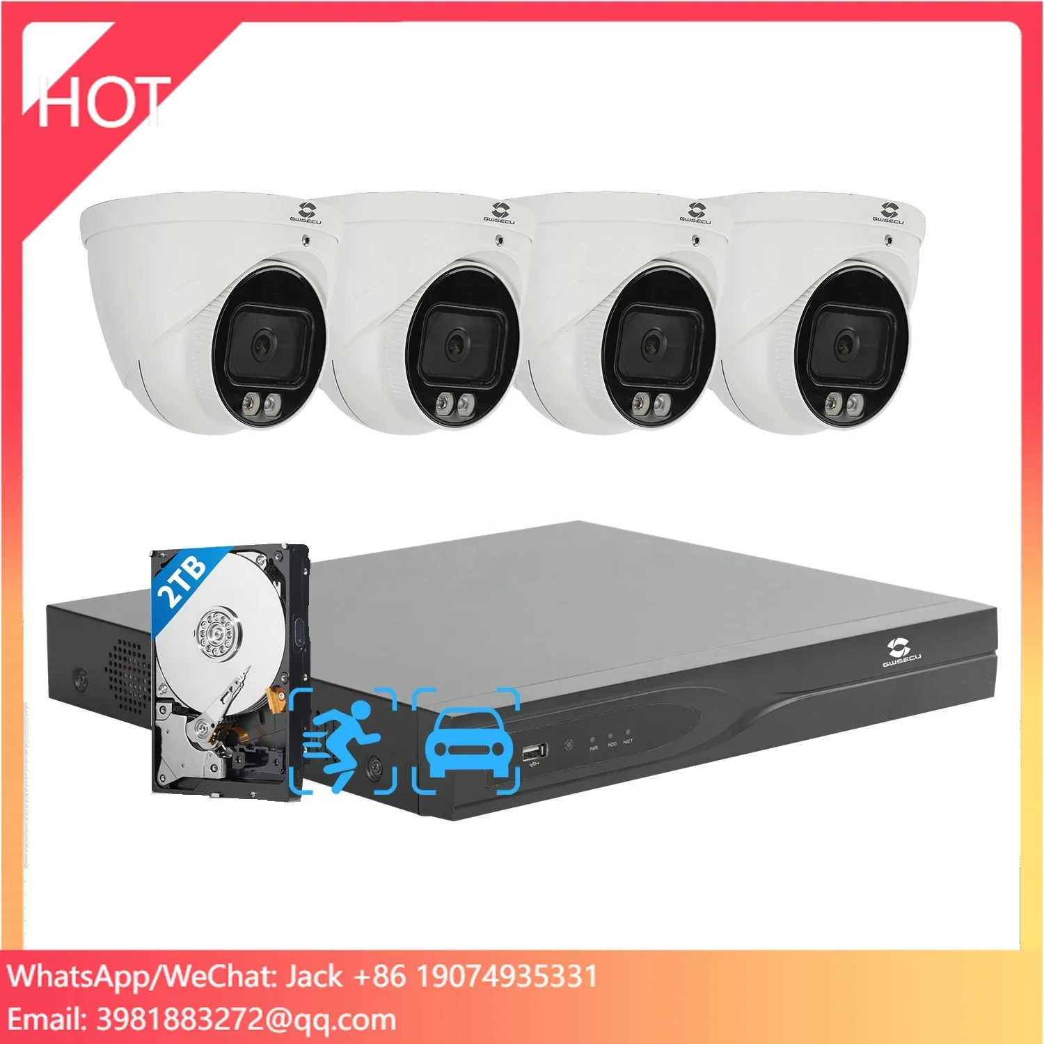 

OEM 4MP Turret SMD Al Human Motion Detection Audio Wizsense Hybrid Light Color Vision 4K PoE IP Security Camera System