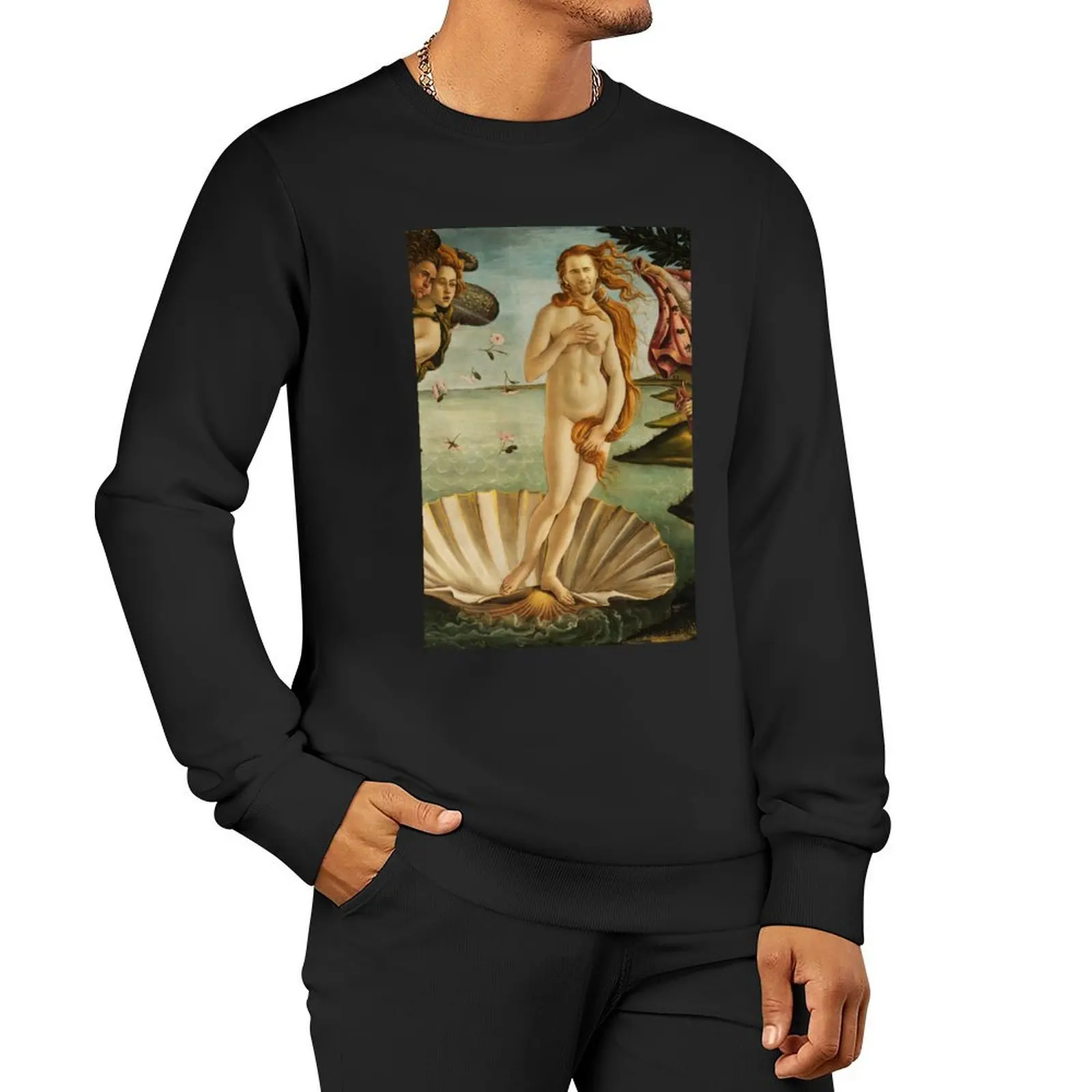 The Birth of Nic Cage (after Botticelli), Venus Nic Cage Painting Pullover Hoodie fashion men new in hoodies & sweatshirts