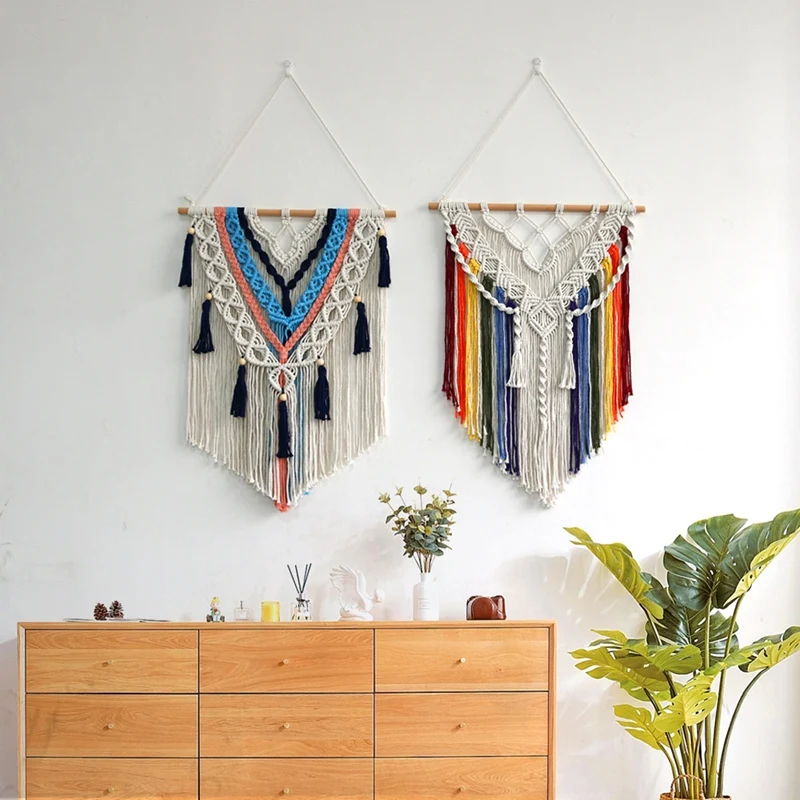 Colorful Tassels Hand-Woven Tapestries Nordic Style Room Wall Hangings Bohemian Homestay Decorative Wall Hangings