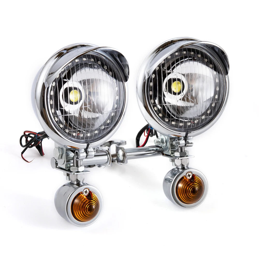 

Evomosa Motorcycle Retro Chrome Round Driving Passing Fog Spot Light For Harley Touring Road King Choppers Cruiser Custom