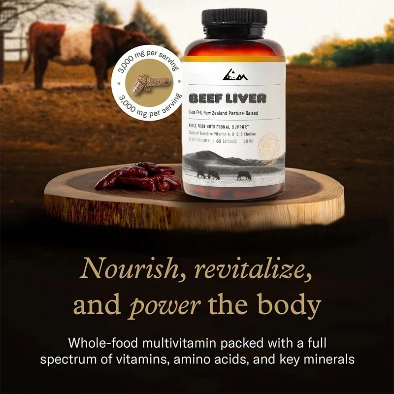 Freeze Dried Cow Liver Natural Energy Supplement Capsule, Pure Grass Fed and Grazed New Zealand Cattle, Containing Vitamin A