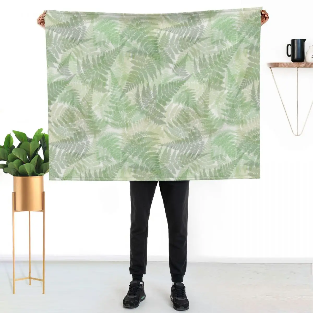 Fern Leaves Pattern Throw Blanket Beach Flannels Picnic Kid'S For Sofa Thin Hairy Blankets
