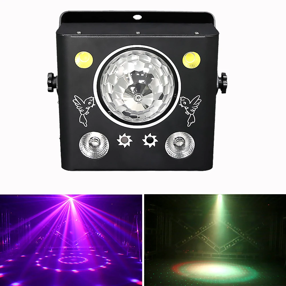 4IN1 Effect LED Dj Disco Strobe Dyeing Magic Ball Light DMX Remote Control Laser Stage Lighting Effect Party Xmas Wedding Light