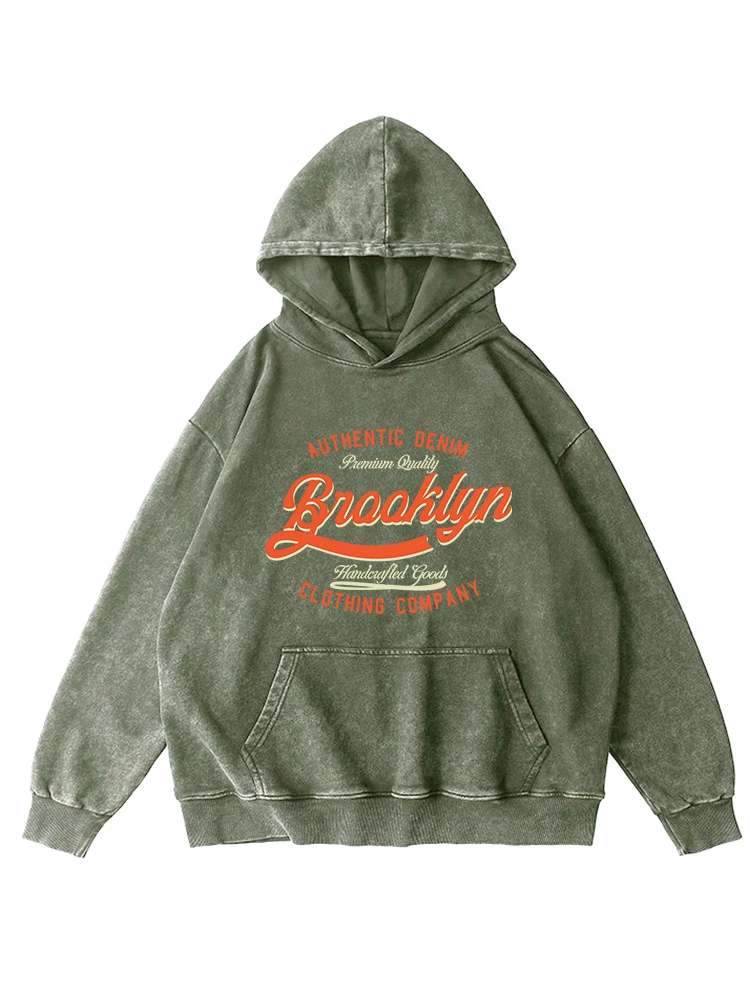 

Brooklyn Letter Printing Distressed Hooded men Loose Washed Warm Long Sleeve Comfortable Hoodie Simple Versatile Clothes Male