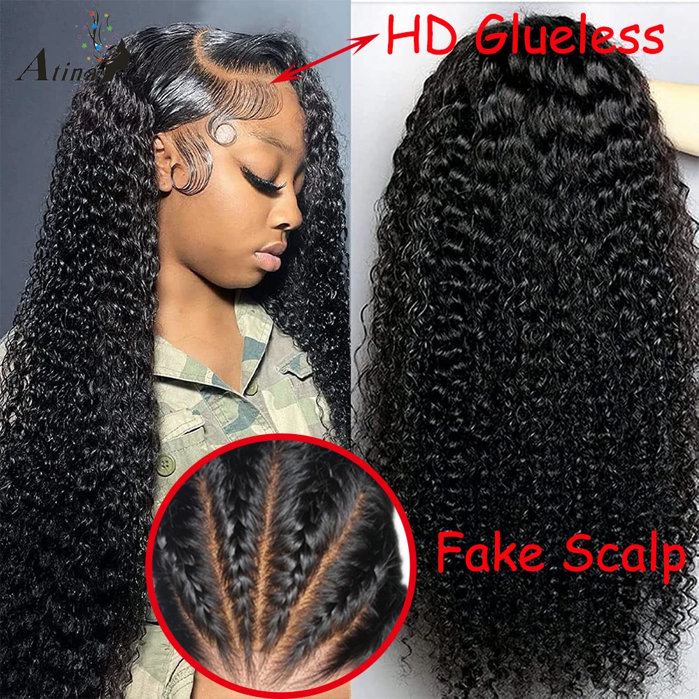 Fake Scalp Wear Go 13x6 HD Lace Frontal Wigs Human Hair Kinky Curly Glueless 5x5 Lace Closure Wig Transparent Summer Sale Atina