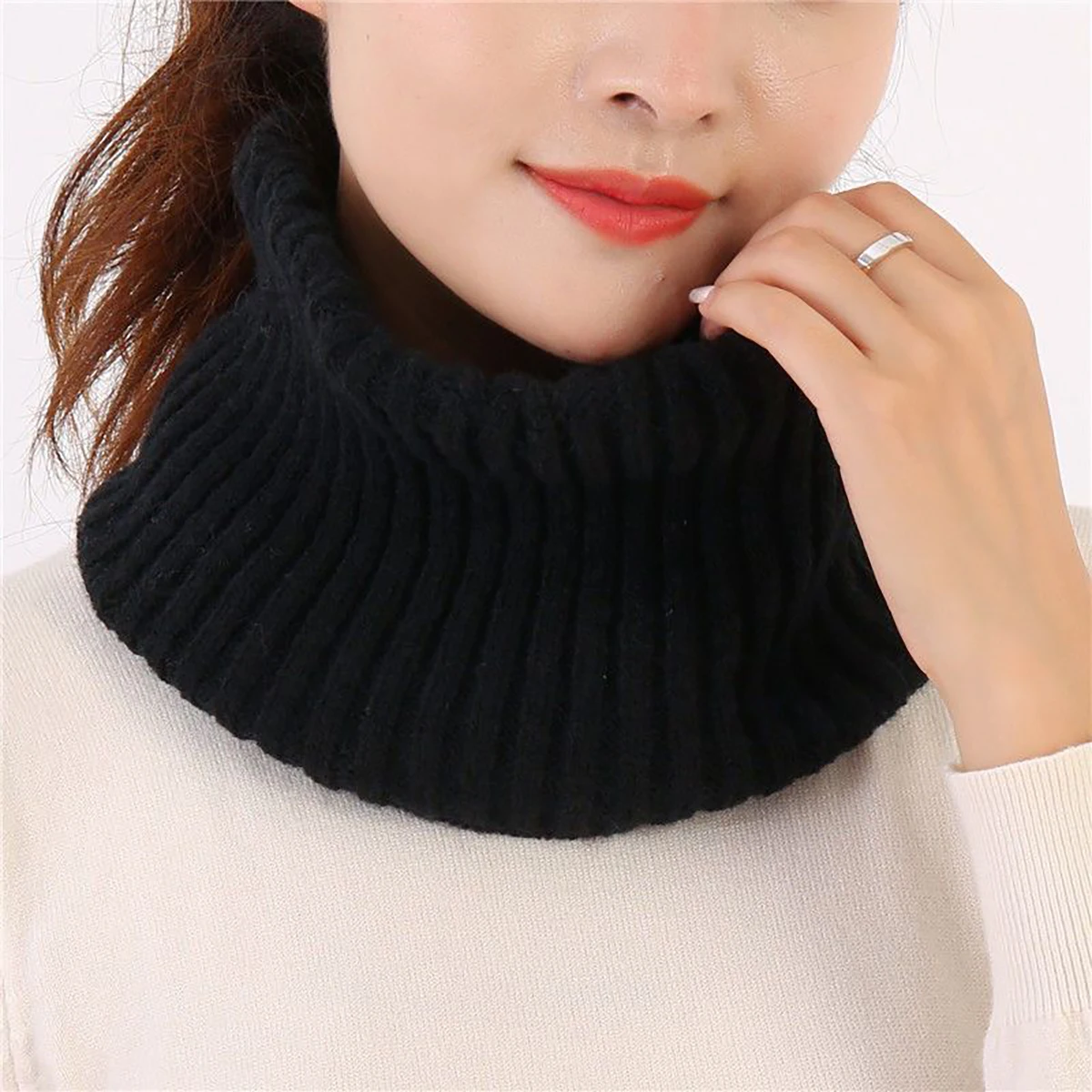 Pañuelo de cuello de Flase desmontable liso para mujer, bufanda de cuello alto, Pullover instantáneo, bufanda cálida de invierno, 33x16cm