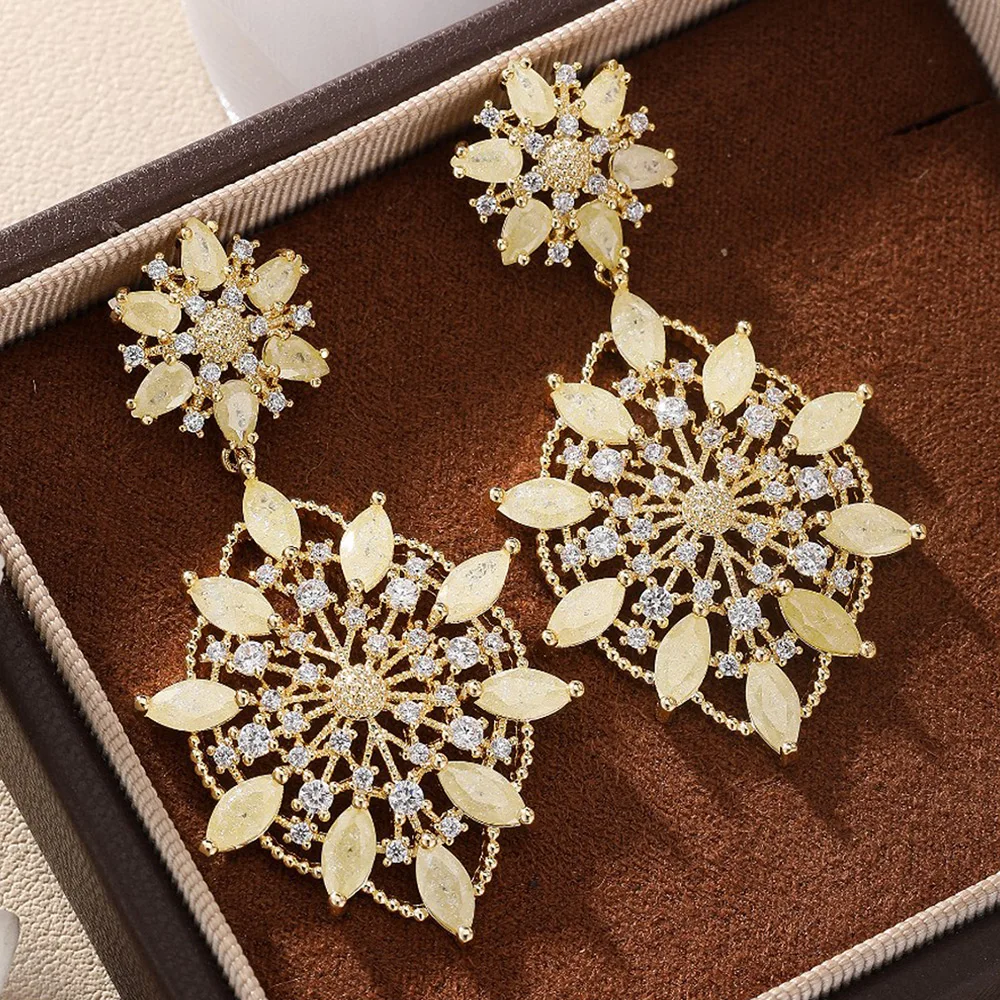 

Missvikki Luxury Sweet Romantic Dangle Earrings For Women Wedding Cubic Zircon Crystal CZ Dubai Bridal Earring Fashion Jewelry