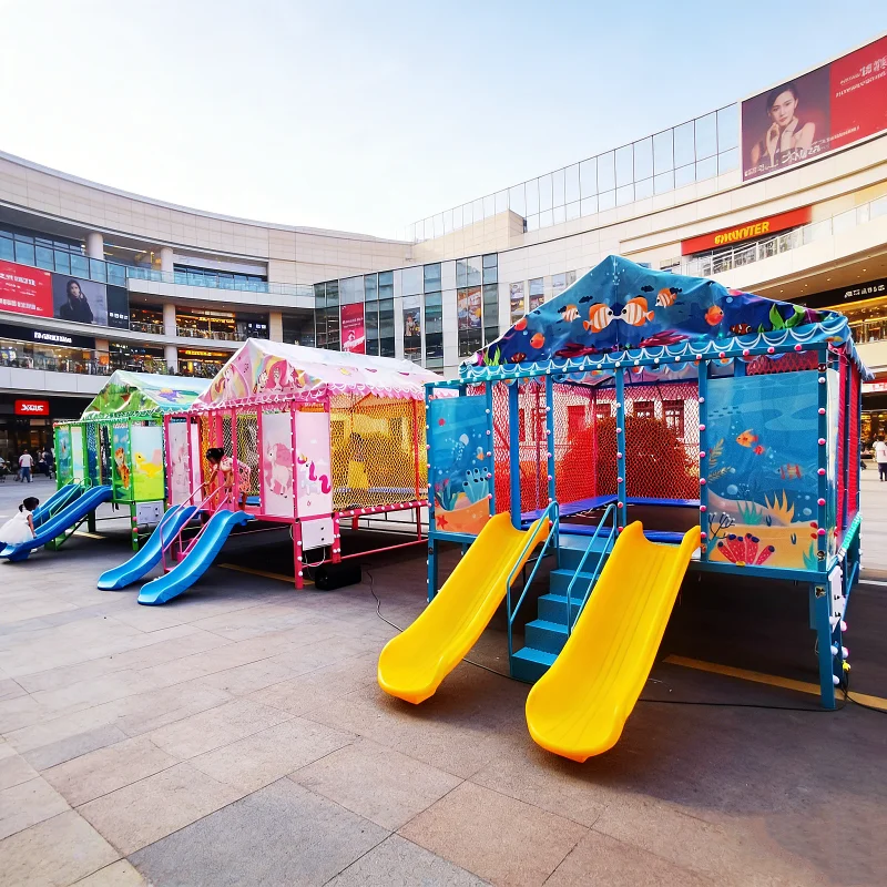 CE Certified Outdoor Kids Steel Frame Trampoline, Luminous Bounce Bed with Bluetooth, Amusement Equipment