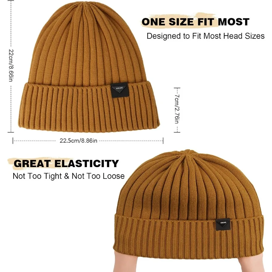 Wmcaps Topi Rajut Musim Dingin untuk Pria Wanita Topi Beanie Berlapis Bulu Hangat Topi Ski Lembut Hangat Unisex