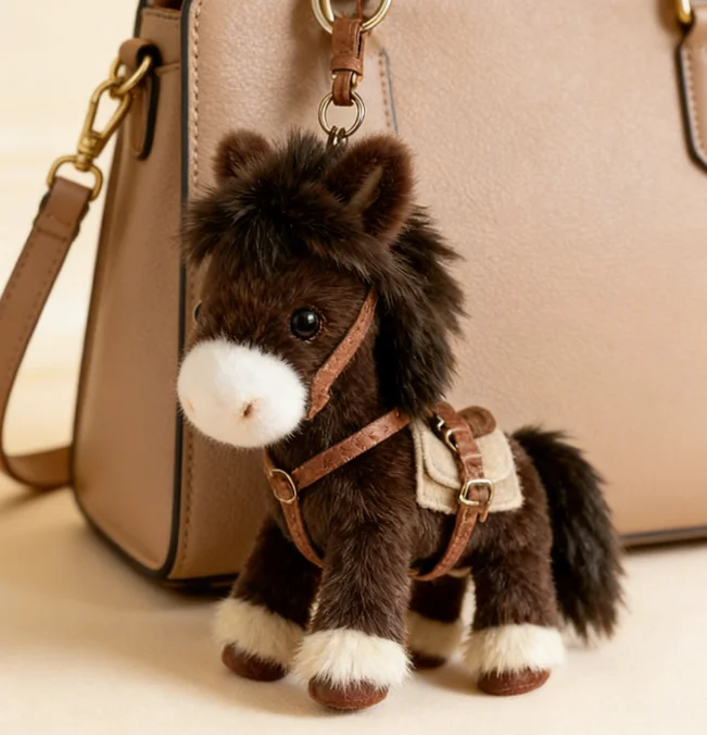

Lovely Plush Horse Keychain Soft Stuffed Toy Bag Charm Cartoon Pendant Stylish Accessory for Backpack Purse 2026 New for Girls