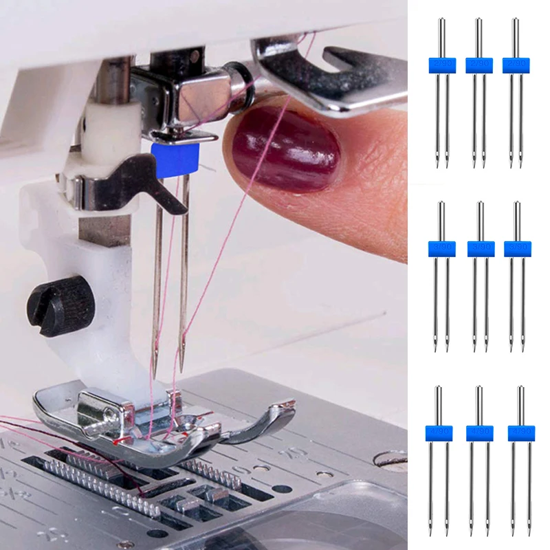 3pcs Twin Needles and Wrinkled Sewing Presser Foot Feet Sewing Machine Needles Multifunctional Universal Accessories Sewing Tool