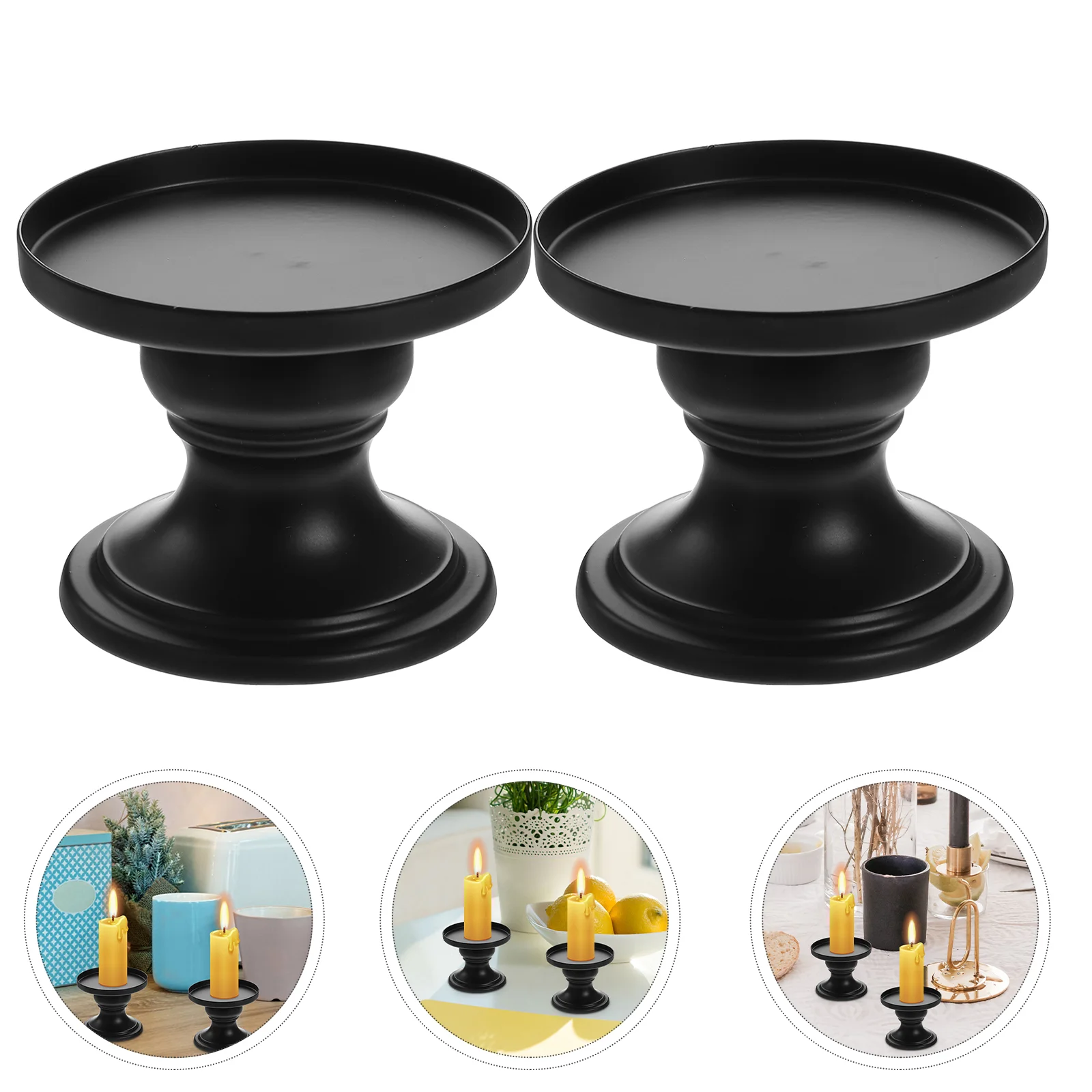 Coffee Table Decor Candlestick Ornament Metal Pillar Holder Banquet Rechargeable Batteries