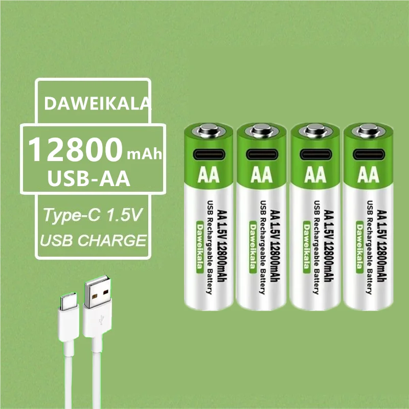 1-40pcs Daweikala USB-.5V AA 12800mAh rechargeable li-ion battery for remote control mouse small fan Electric toy battery