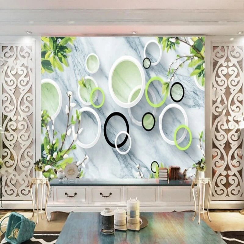 

Современный трехмерный круг, простая мраморная текстура, ТВ, роскошное украшение для дома, спальня, диван, фоновое украшение