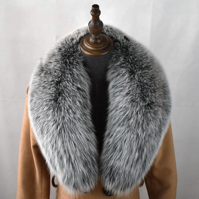 100% Natural Real Fox Fur Collar For Women And Men's Coat Jacket Fur Collar Extra Large Size Neck Warmer Fur Scarf Shawls