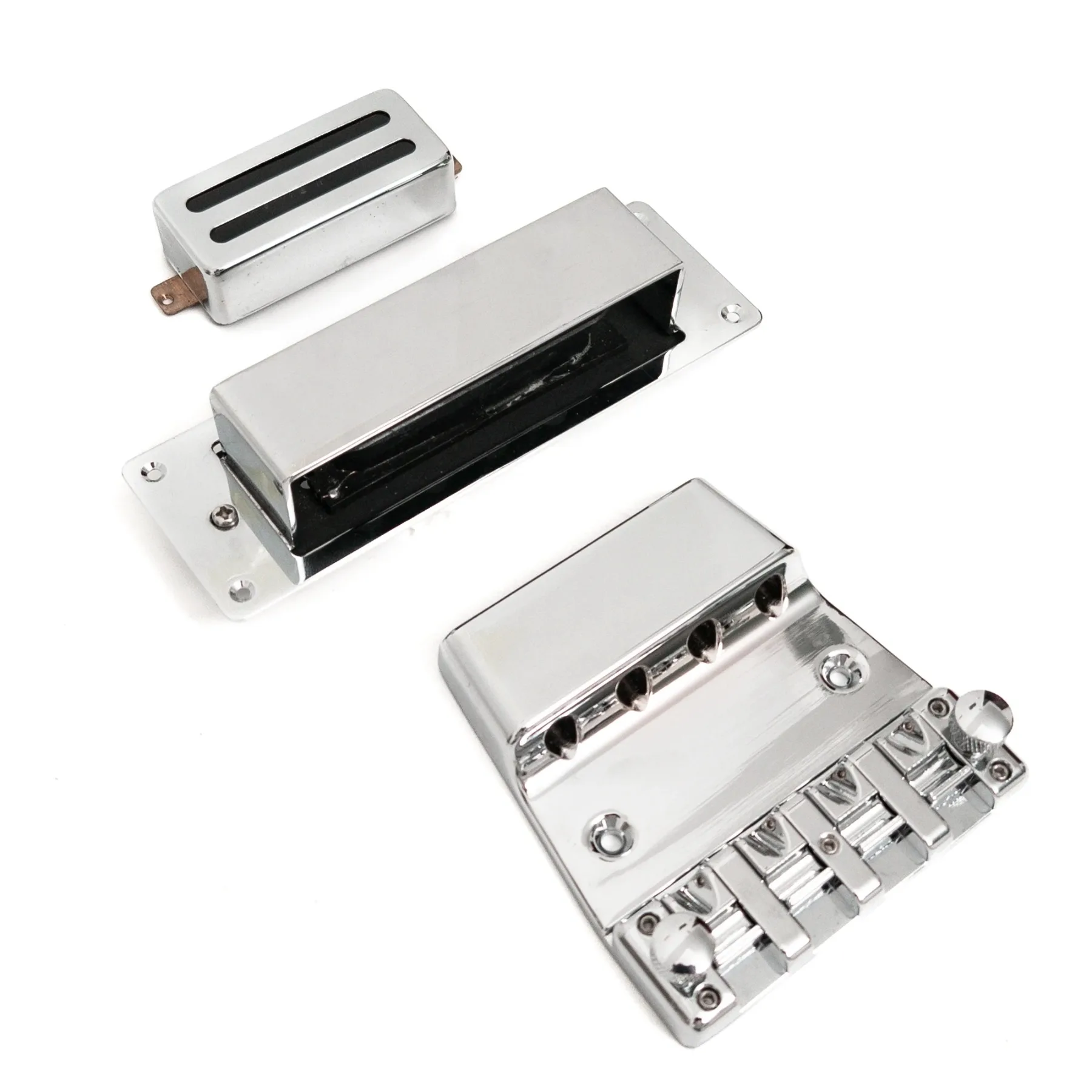 

Electric Bass Bridge Tailpiece & Pickups Set, 4-String Zinc Alloy Adjustable Saddle Fixed Bridge for 4003 Replacement