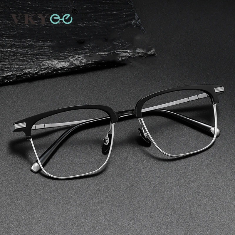 

VICKY New Retro Square Frame Pure Titanium Reading glasses Men's 7049 Business Anti-Blue Light Myopia Customizable Prescription