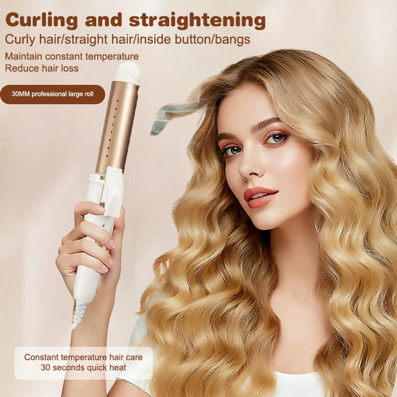 

2 In 1 Electric Hair Comb 30MM Hair Curling Iron Hair Straightener Professional Heated Hair Styling Comb Iron Volumizing Comb