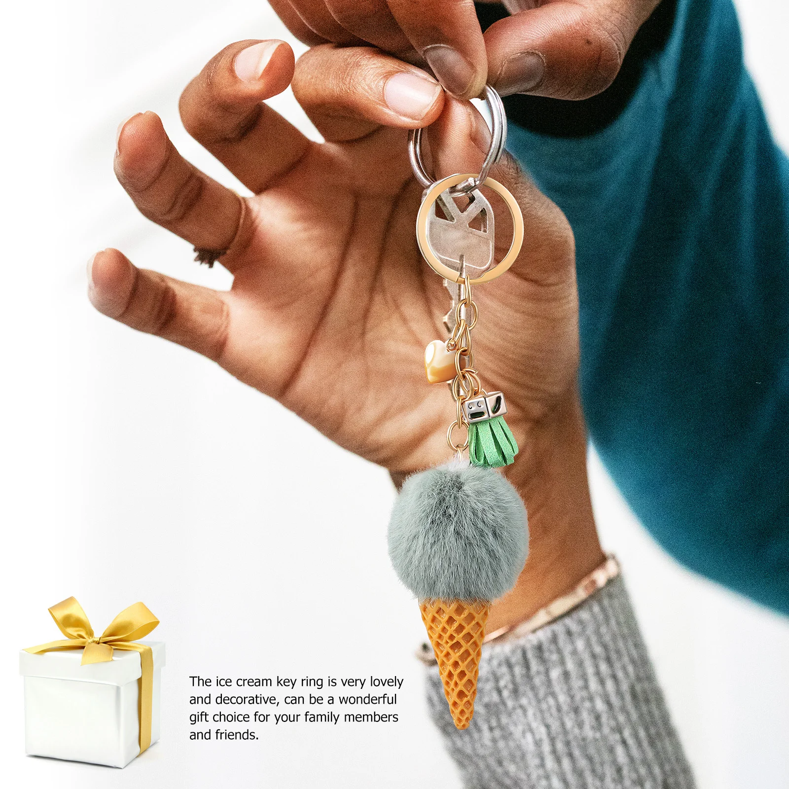 

3Pcs Ice Cream Key Chain Lightweight Soft Keyrings for Backpack Bag Car Keys Lovely Hanging Pendant Kids Gift Party Favors