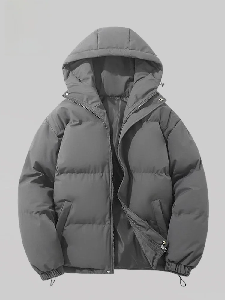 

Rn Мужское теплое легкое хлопковое пальто с капюшоном, свободное зимнее пальто из полиэфирного волокна на молнии, повседневное...