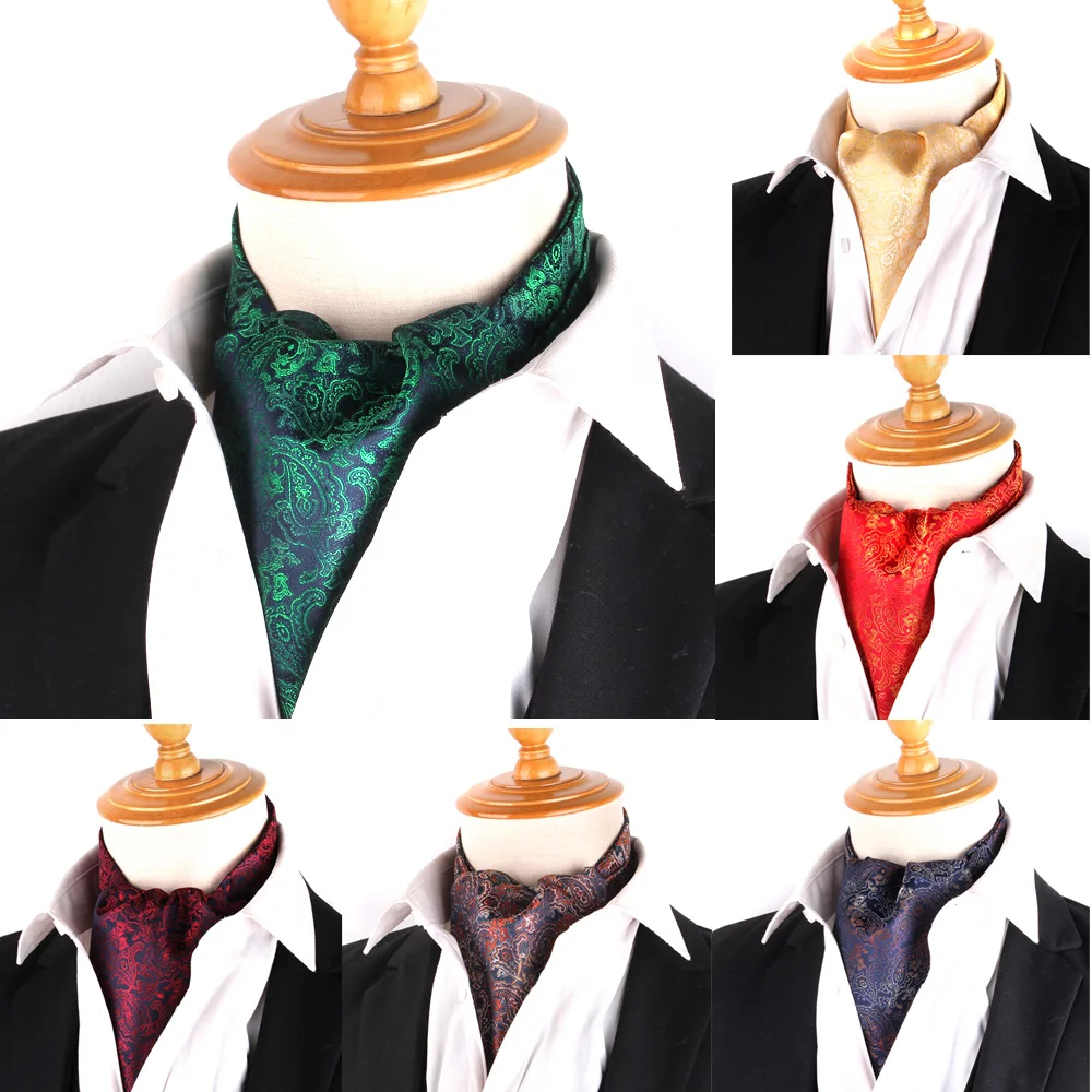 

Jacquard Floral Paisley Men Cashew Tie Wedding Formal Cravat Ascot Scrunch Self British Gentleman Soft Neck Tie Luxury Scarf