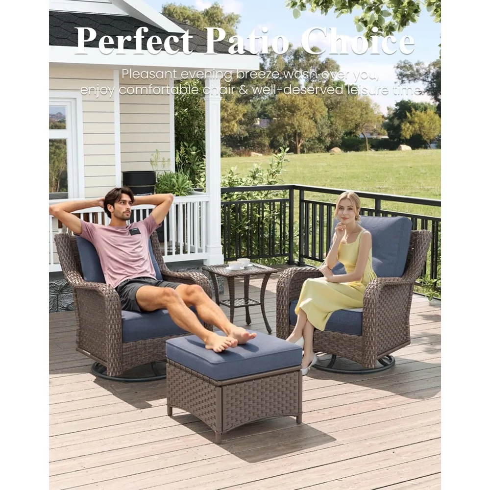 

9-piece Rattan Outdoor Furniture Set, Including A High-back Patio Furniture Set, A Swivel Rocking Chair, and A Side Table