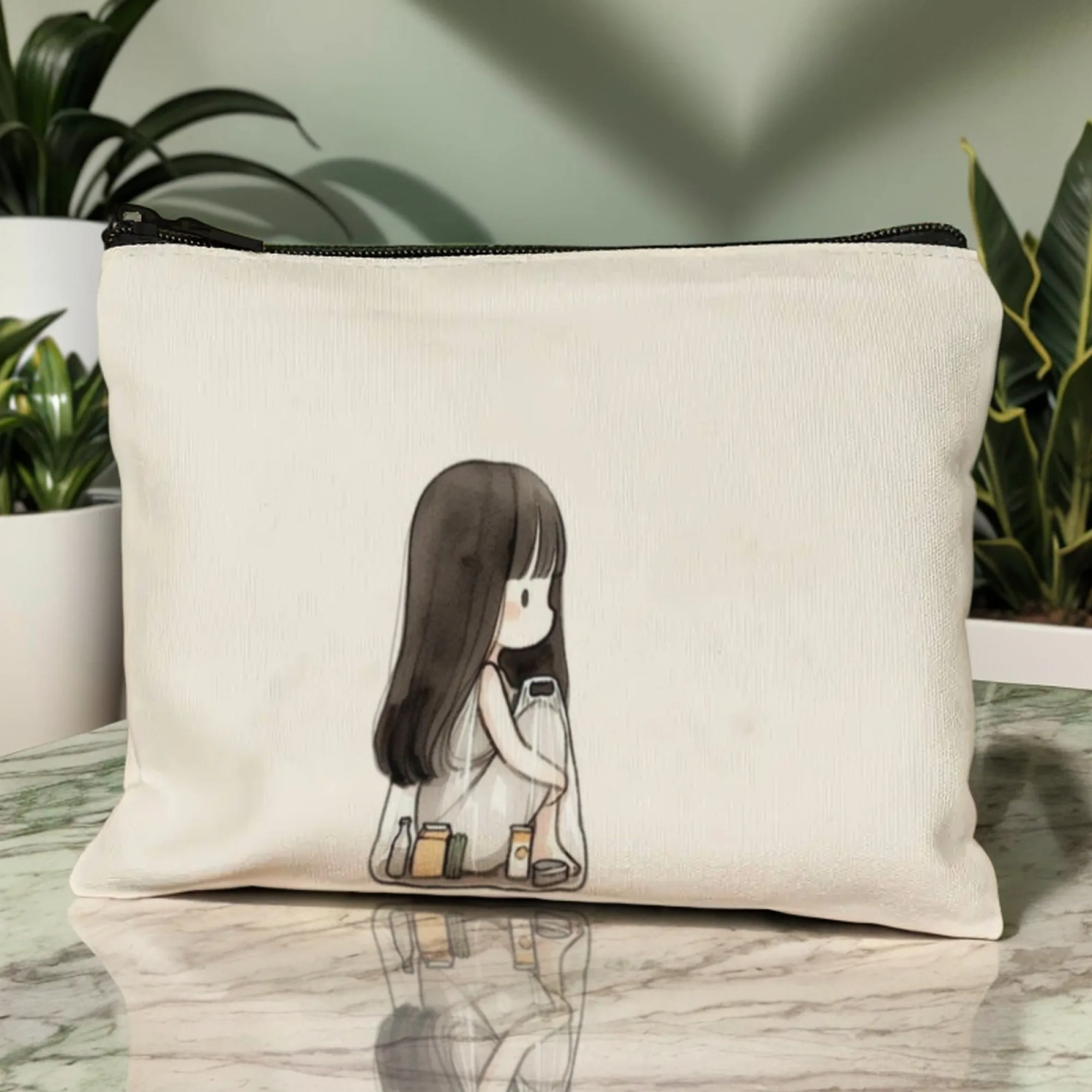 حقيبة مكياج مطبوعة على شكل فتاة ممرضة، حقيبة مستحضرات تجميل محمولة خفيفة الوزن مع سحاب إغلاق مثالية لهدايا عيد الميلاد وأعياد الميلاد للنساء #6