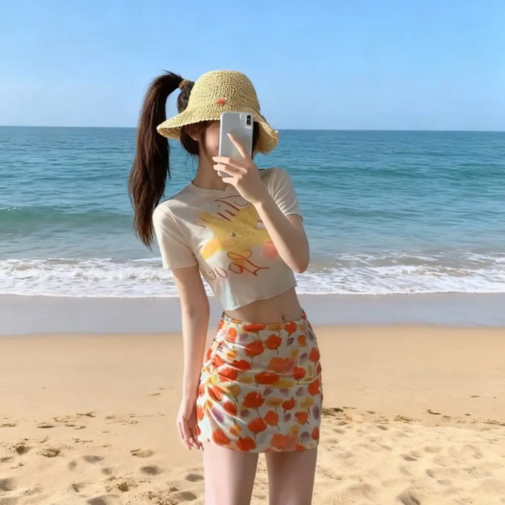 

4 Piece Stylish High Waisted Bikini Sets for Women Sheer Sexy Bathing Suits Tummy Control Sweet Swimsuits Summer Season