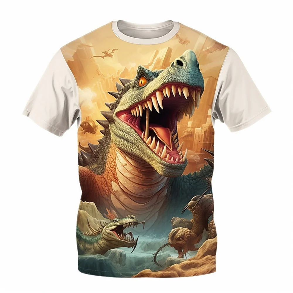 New Dinosaur T Shirt For Boys Short Sleeve Top Tee Dinosaur 3d Print Animal Boy Birthday Clothes Retro Boy T Shirts Kids Animal