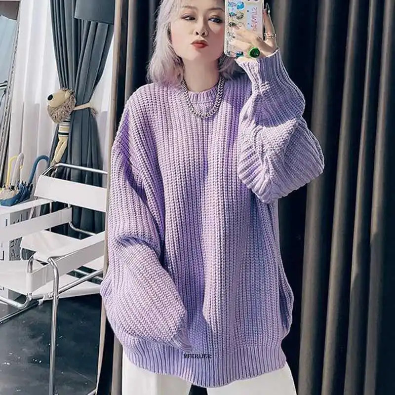 Size 6XL 150kg Winter Knitted Sweater O Neck Long Sleeve Loose Women Sweater Vintage Sweaters Sweet Women Pullover