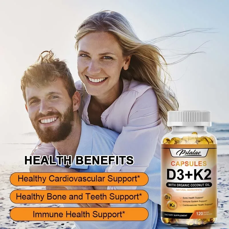 Vitamin D3 + K2 Capsules - Promotes Bone, Dental and Cardiovascular Health and Supports The Immune System