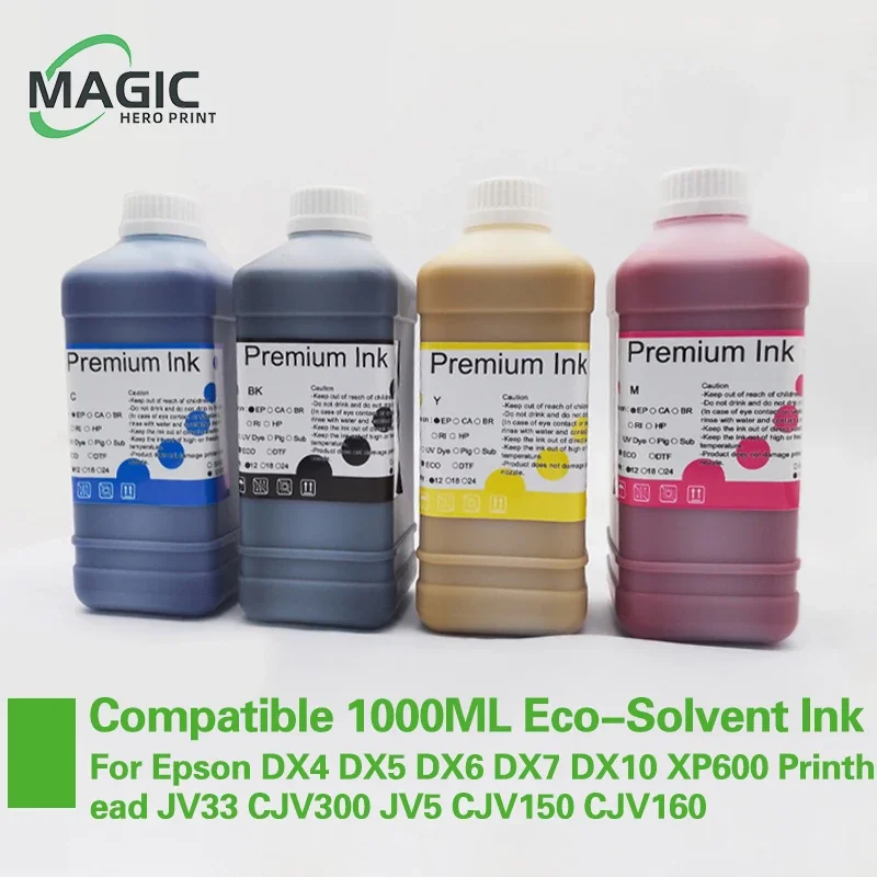 Magic NEW 1000ML Eco-Solvent Ink For Epson DX4 DX5 DX6 DX7 DX10 XP600 Printhead for Mimaki JV33 CJV300 JV5 CJV150 CJV160