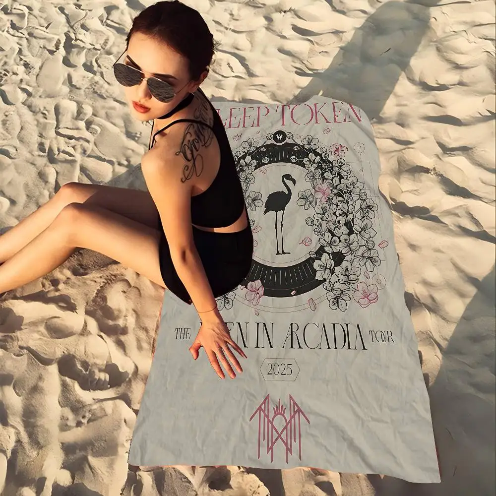 Sleep Rock Band T-Token Bath Towel Microfiber Soft Water Absorbing Breathable For Girl Kids Decorative Cartoon Beach Towel