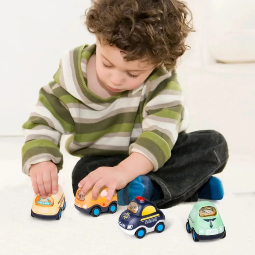 Anti-Collision Inertia Toy Car Sound Display Crash Resistance Pull Back Car Real Lighting Cartoon Design Inertia Car