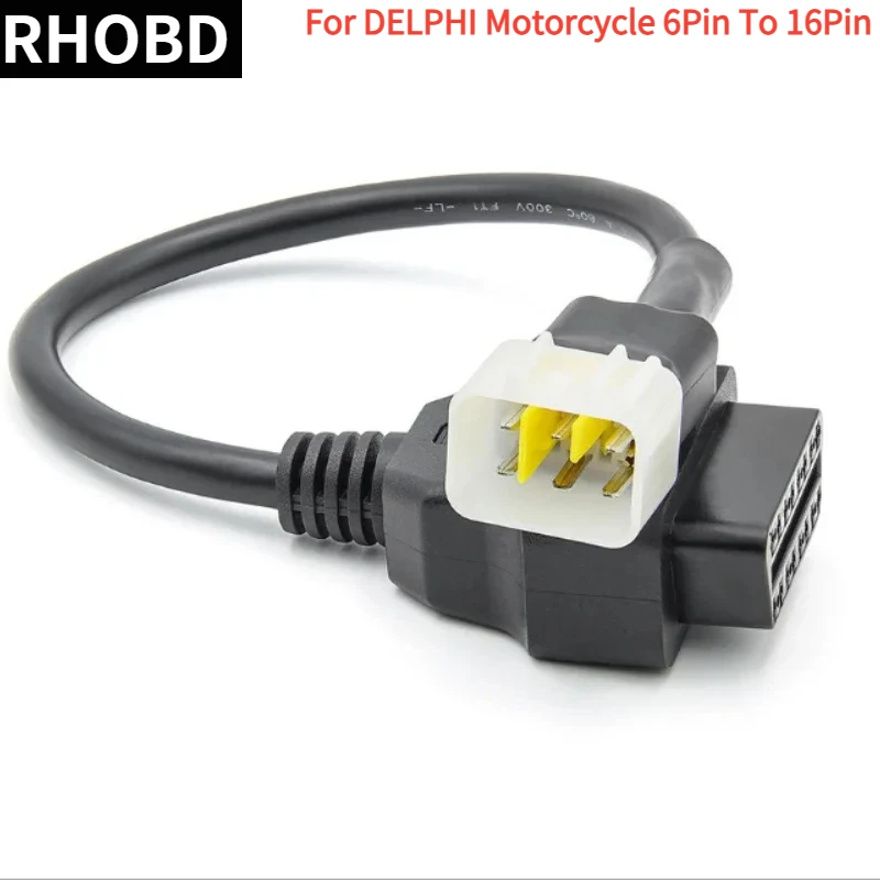 Latest Motorcycle OBD2 Diagnostic Cable Adapter Cord 6Pin To 16Pin for Delphi Test Line for Delphi Motorcycle Cable Line Tool