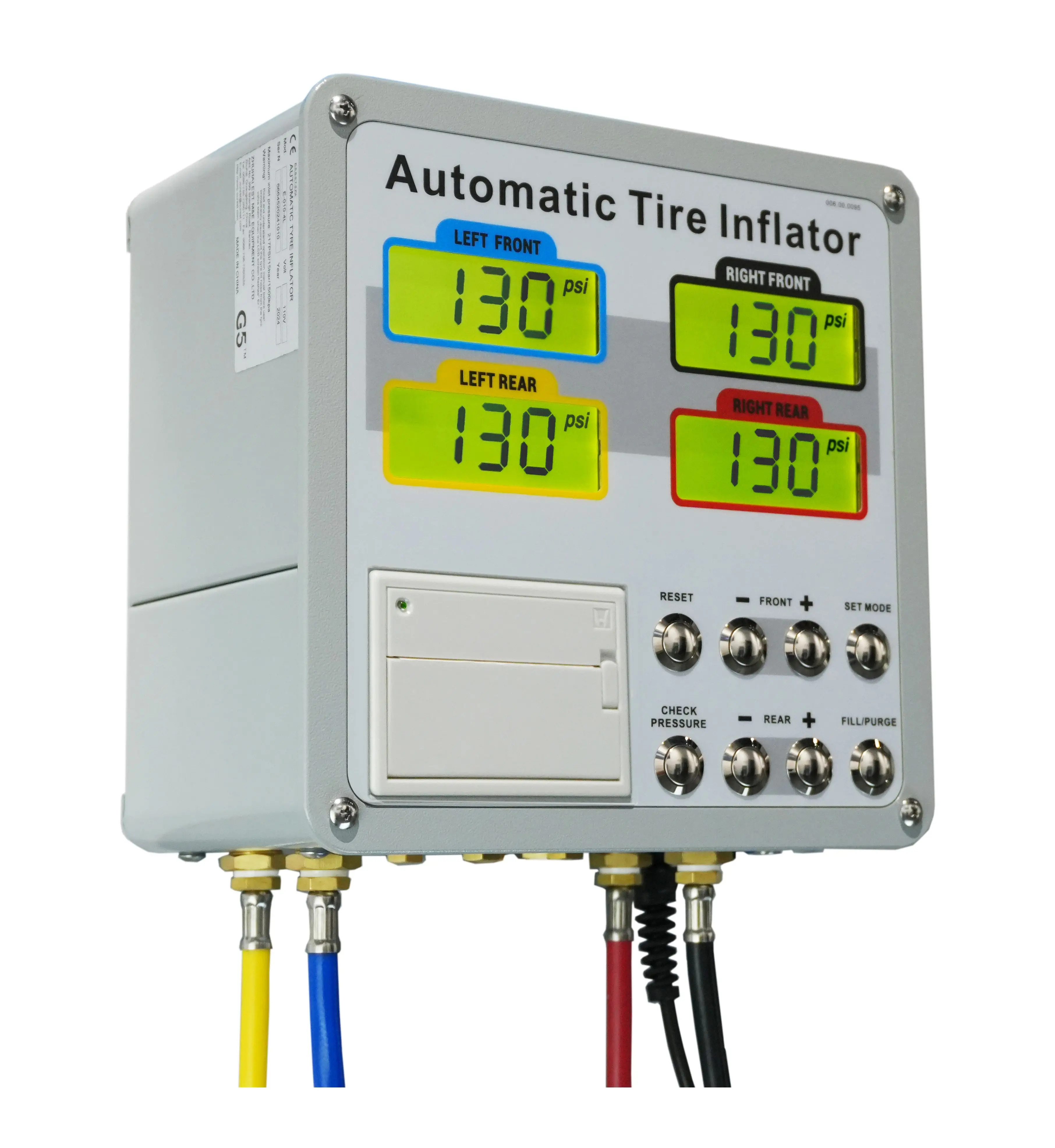 G5 Workshop Wall-Mounted Automatic Digital Tyre Inflator 4 Large LCD Screens Heavy-Duty Metal Construction Tire Pressure Monitor