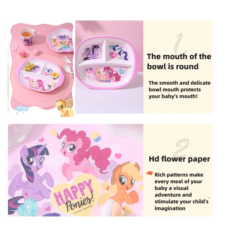 My Little Pony Tableware Set Toddler Feeding Divided Dining Plate Unbreakable Cartoon Spoon Fork Dinner Dishes Gift For Kid view 6