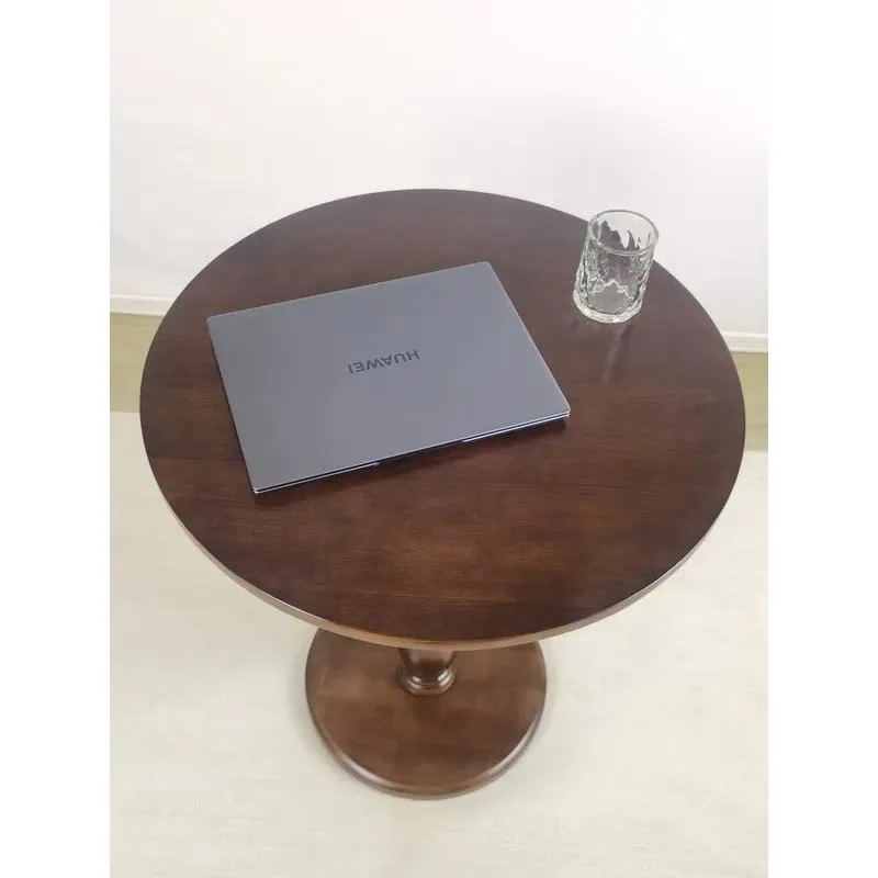 Solid Wood Round Dining Table Simple Casual Negotiation Table Medieval Style Sofa Side Table for Coffee Shop Business Meeting