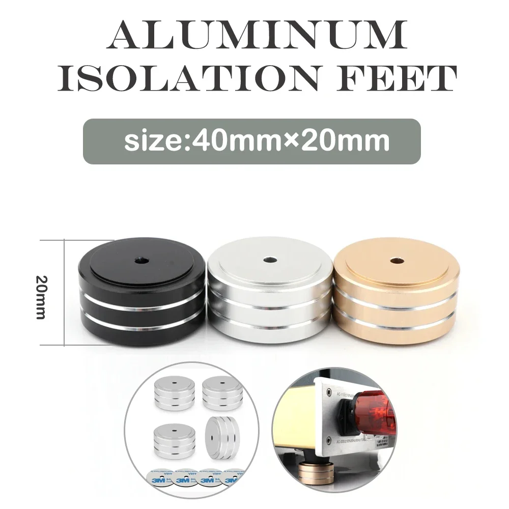 Sp4010 hifi 4 peças 40x20mm amp alto-falante de alumínio ouro isolamento pés almofada uso para plataforma giratória dac amplificador de alto-falante de áudio estéreo prata