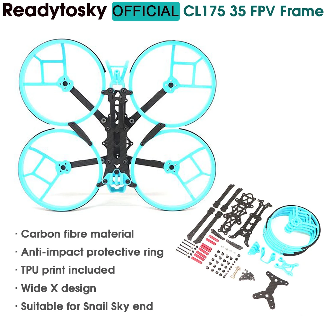 CL175 175mm 3.5inch FPV Carbon Fiber Frame Kit with Propepller Guard For 1505 1805 2004 Motor F7 F4 Flight Control FPV RC Drone