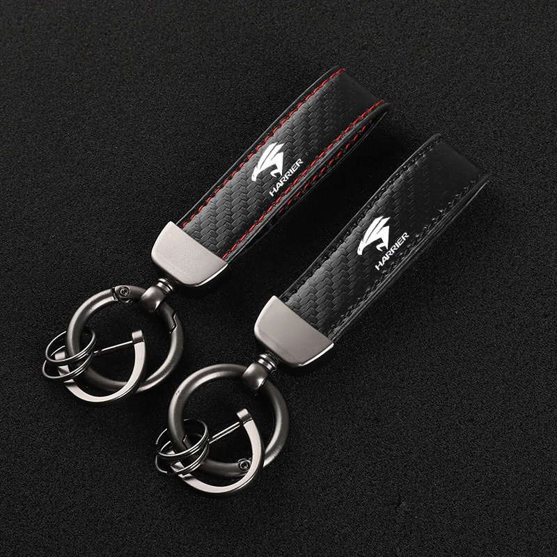 

Leather Carbon Fiber Car Rings Keychain Zinc Alloy Keyrings For Toyota Harrier Corolla 2008 Avensis Rav4 Noah Car Accessories