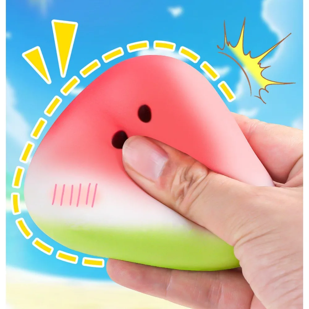 Relaxing Toy Summer Watermelon Slow Rising Squishy Toy, Cute Fruit Shape Stress Relief Decompression Toy for Back to School Season, Soft Squeeze Anxiety Release Gadget for Adults